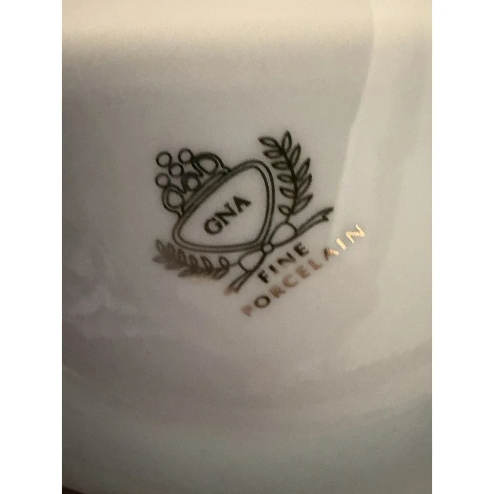 Vintage‎ GNA Fine Porcelain Coffee Pot White Gold Encrusted Trim 8.75